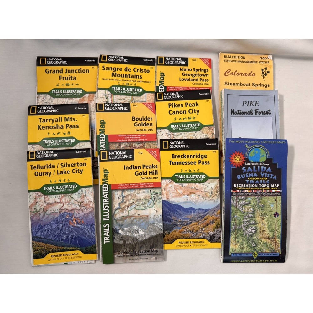 12 Colorado MOUNTAINS MAPS NATIONAL GEOGRAPHIC Forest SERVICE Waterproof